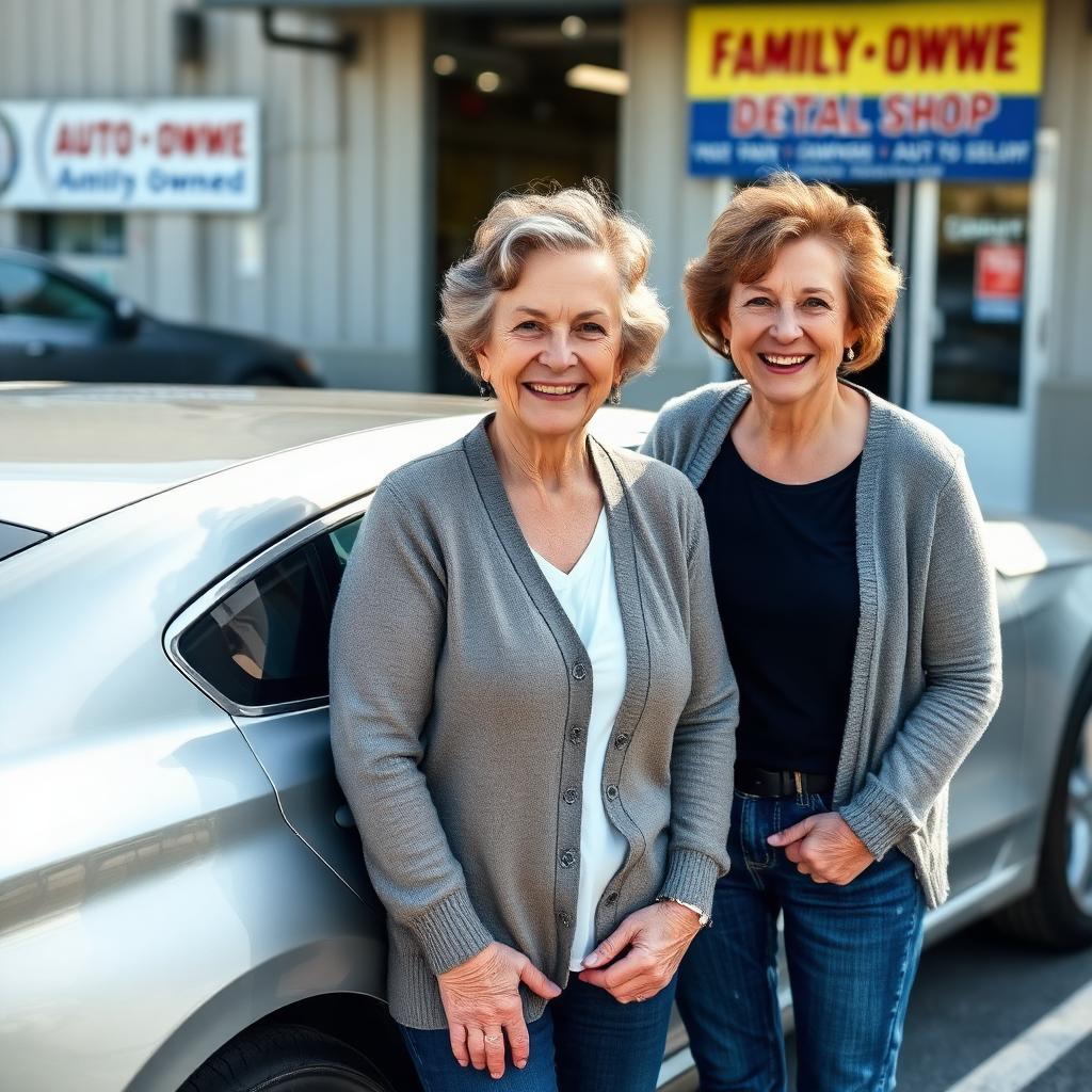 Customer Debbie outside the Wilmington Auto Detail shop