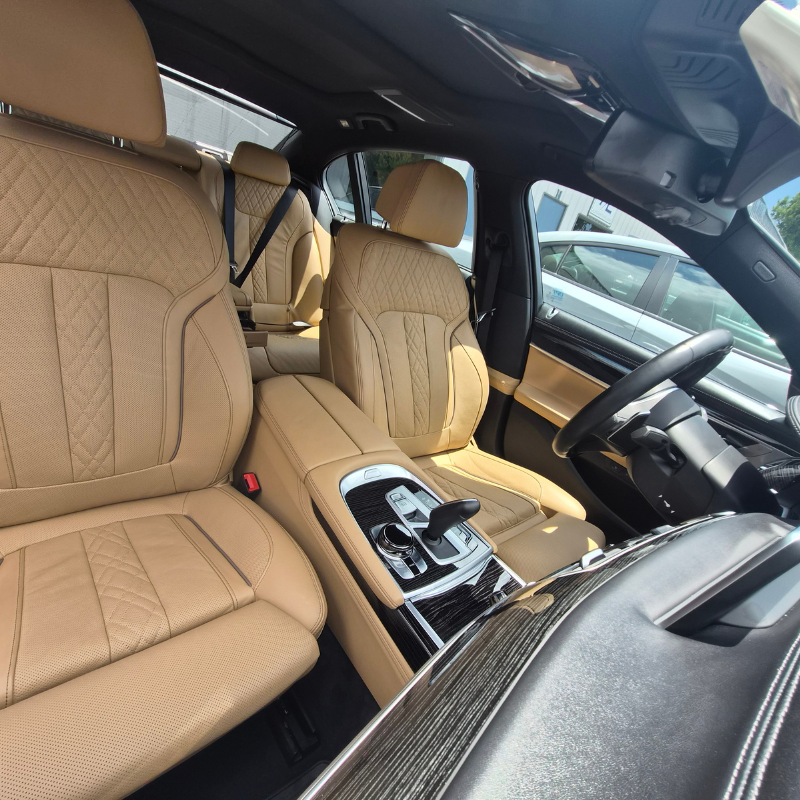 Luxury tan leather front interior after detail